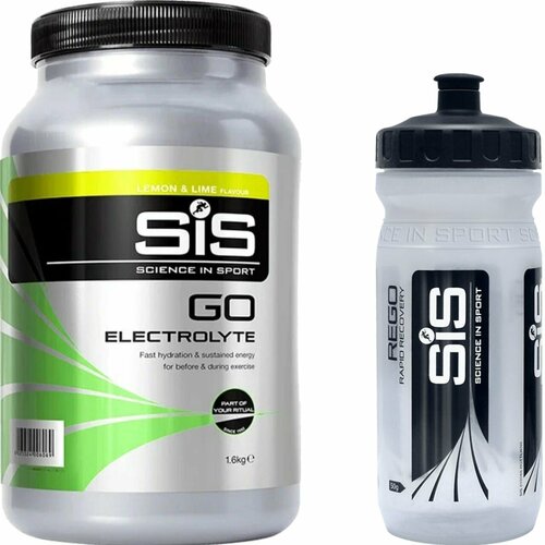 Изотоник SCIENCE IN SPORT (SiS) GO Electrolyte + Бутылочка прозрачная 1 x 1600 г, Лимон-лайм изотоник science in sport go electrolyte powder лимон лайм 1600 г