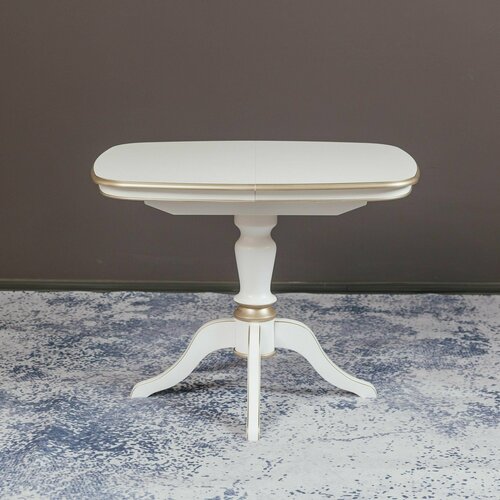 Стол обеденный раздвижной СОФИЯ-1 1000-1300x800 белый с патиной серебро 30750₽