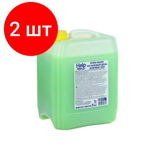 Комплект 2 штук, Крем-мыло жидкое жидкое HELP Зеленый чай 5кг комплект 2 штук крем мыло жидкое help с антибактериальным эффектом 5кг