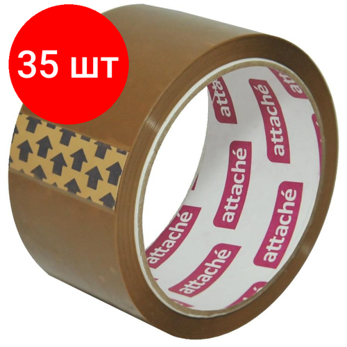 Комплект 35 штук, Клейкая лента упаковочная ATTACHE 50мм x 50м 40мкм коричневая комплект 30 штук клейкая лента упаковочная attache 50мм x 50м 40мкм прозрачная