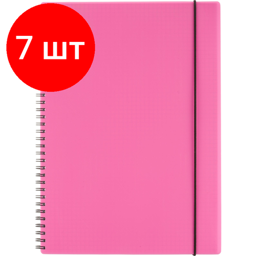 Комплект 7 штук, Бизнес-тетрадь Тетрадь Attache Neon А4 96л кл. спираль, обл. пластик, розовый комплект 2 штук бизнес тетрадь тетрадь attache neon а4 96л кл спираль обл пластик зеленый