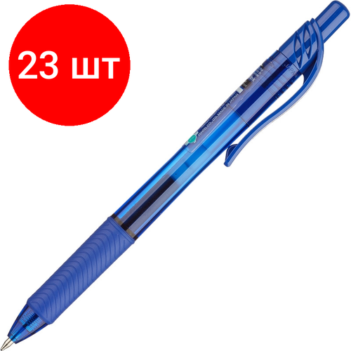 Комплект 23 штук, Ручка гелевая автомат. PENTEL BL107-CX EnerGel Rec 0.7мм син, ЭКО, манж