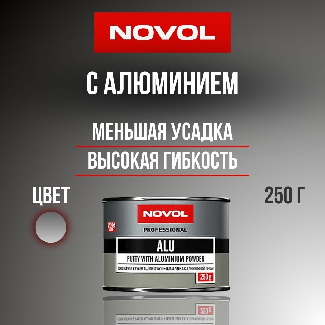 Комплект (отвердитель, шпатлевка) NOVOL ALU, 2 шт. темно-серый 0.25 кг 250 мл