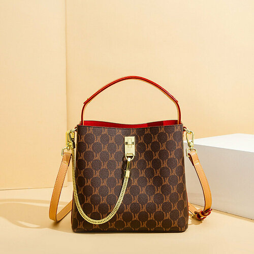 Сумка , фактура зернистая, коричневый, красный