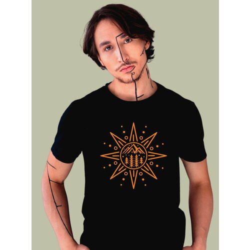 фото Футболка just4you, размер 4xl, черный, оранжевый