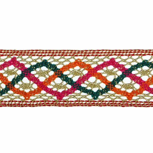 Тесьма цветная с люрексом, 3 см, в рулоне 10 метров тесьма ременная safisa декоративная 30 мм цвет ментоловый 10 м