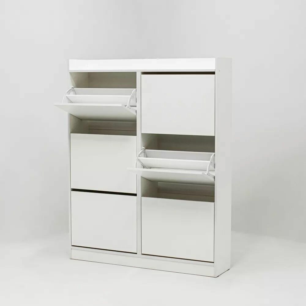 фото Обувница "Охта" 1200.1 Белый гладкий, ЛДСП с ящиками для прихожей, коридора , дома , дачи 1200х1509х279 петровская