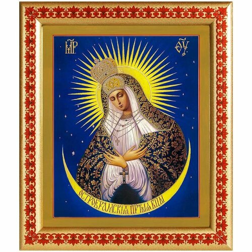 Икона Божией Матери Остробрамская Виленская, рамка с узором 21,5*25 см