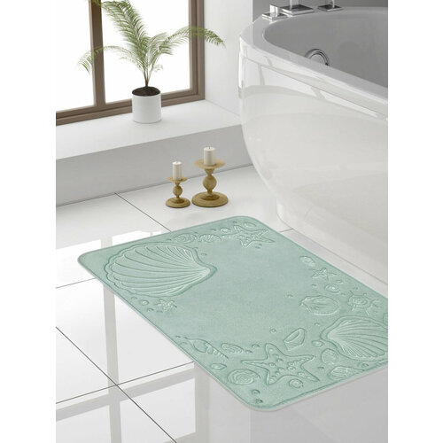 Коврик для ванной DeNASTIA Ракушки 50х70см голубой M111142 999₽