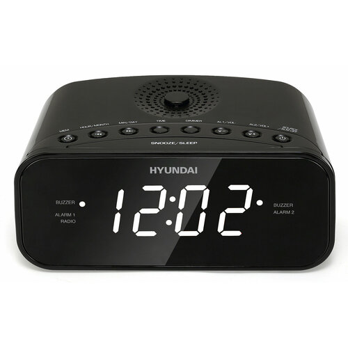 Радиобудильник Hyundai H-RCL221 черный LCD подсв белая часы цифровые FM 690000₽