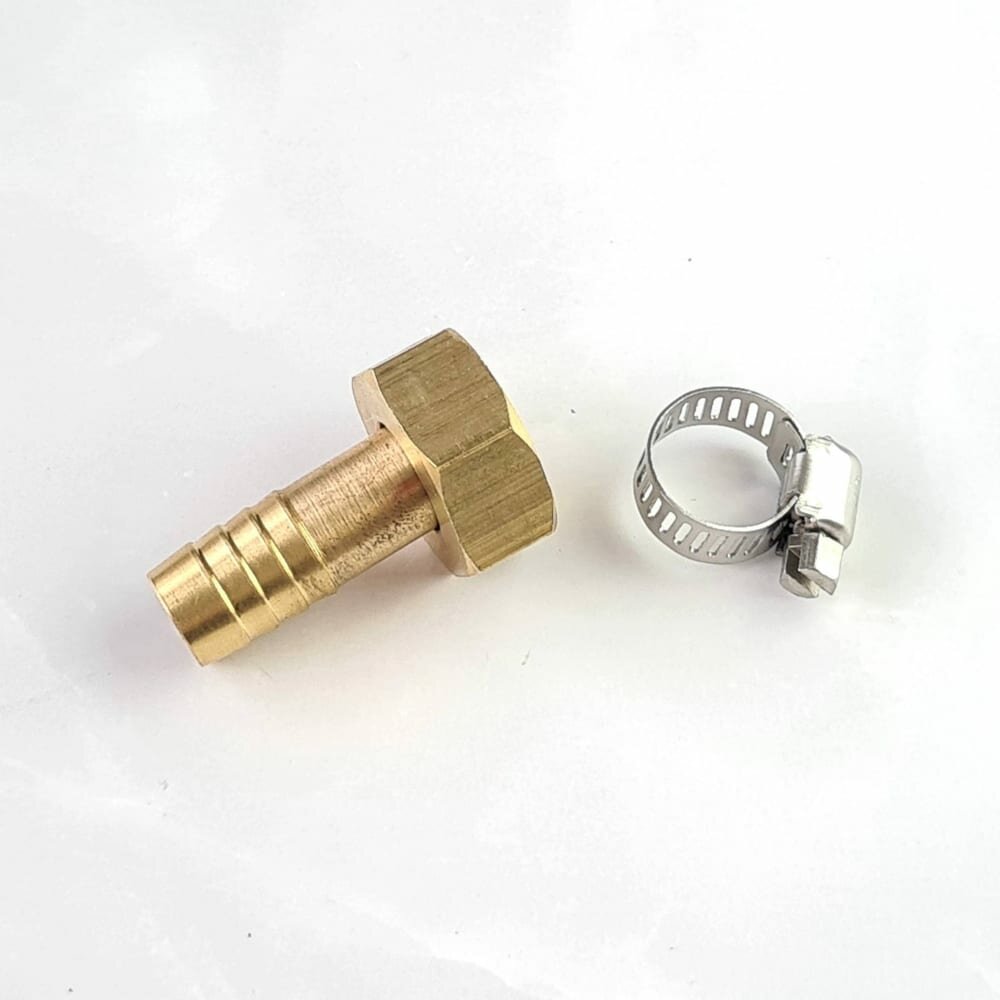 фото Наконечник Профитт латунный с подвижной гайкой ВР 1/2" 12 мм + хомут