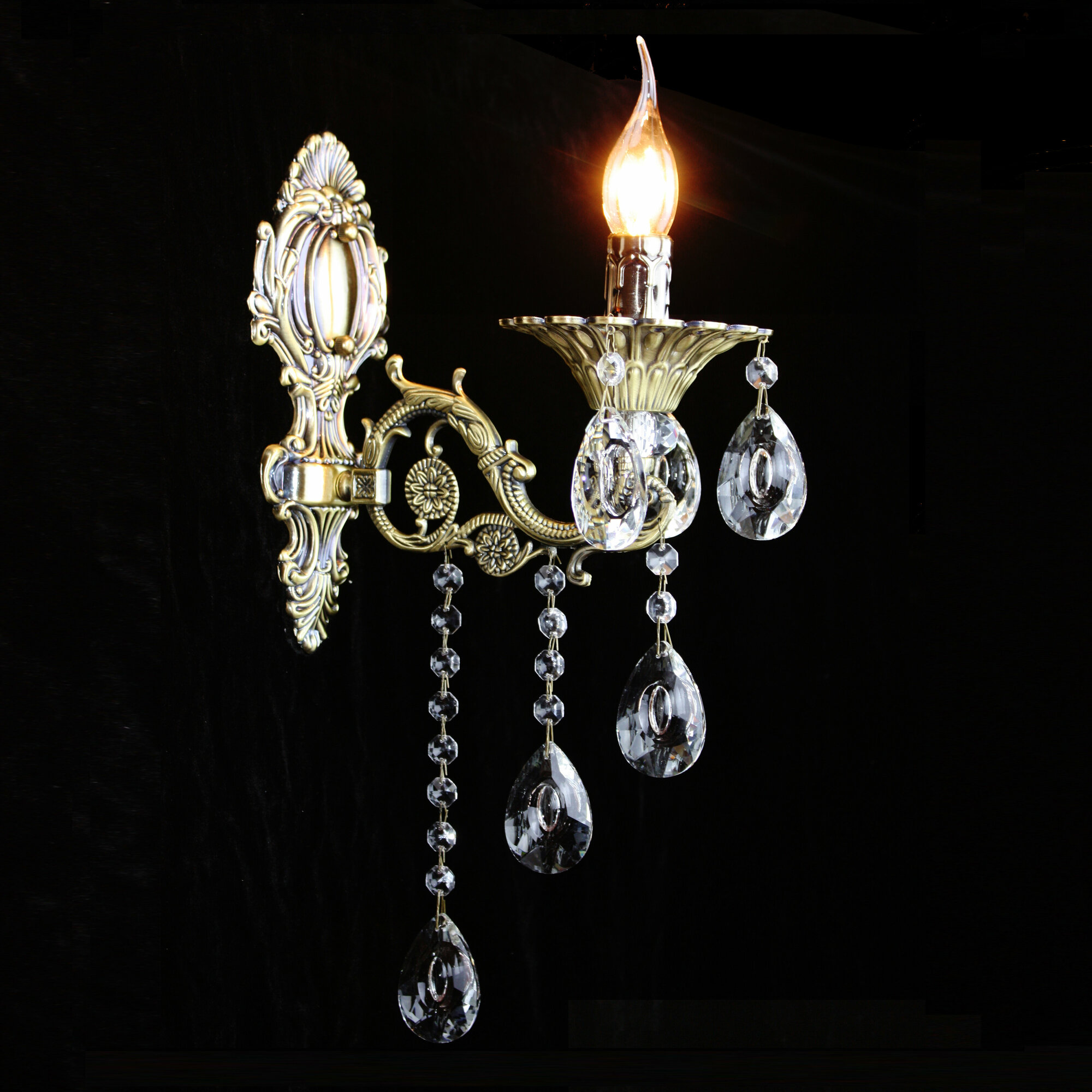 Настенный светильник бра LF8006/1 FGD+BLACK золото с патиной Е14 1х60 Вт лампа на стену в форме свечи освещение для дома и комнат на кухню в спальню прихожую коридор