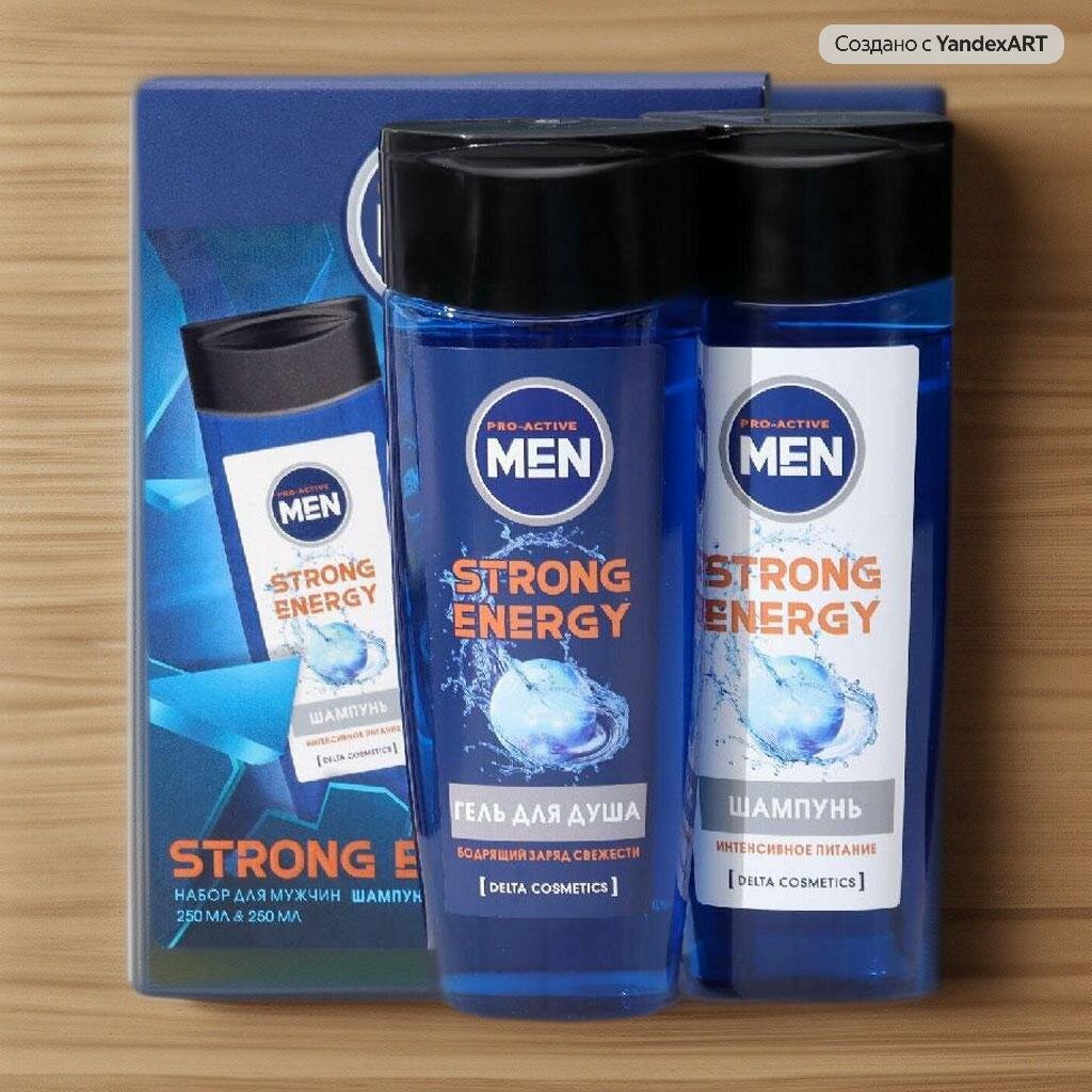 фото Подарочный набор для мужчин Strong Energy: гель для душа, 250 мл + шампунь, 250 мл