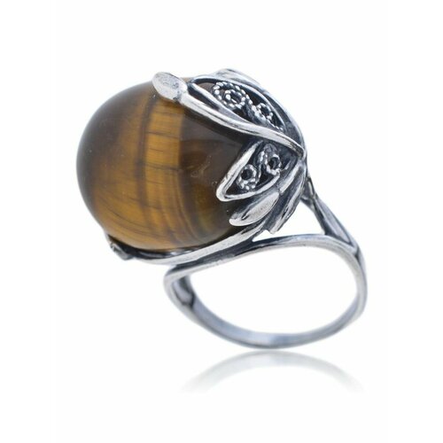 фото Кольцо фабрика украшений винтаж дуо, тигровый глаз, размер 18