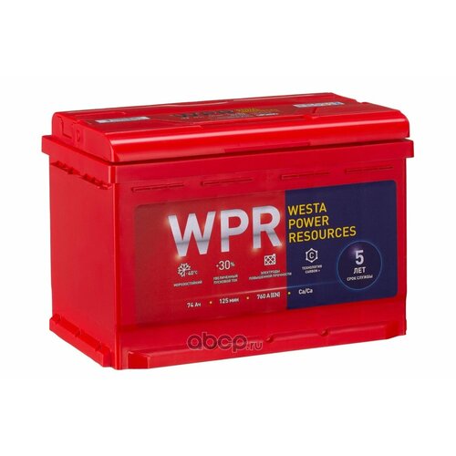 Аккумулятор WPR PREMIUM 74 А/ч Прямая 276x175x190 EN760 А WPR battery 574111310