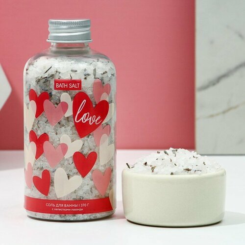 Соль для ванны с лепестками лаванды «Love», 370 г, чистое счастье
