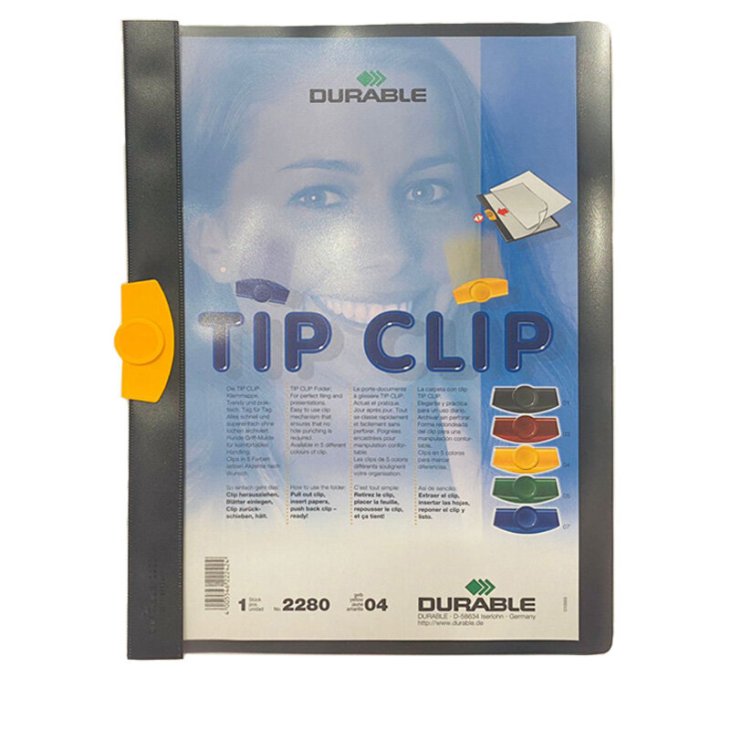 Папка с клипом Durable Tipclip, с прижимным механизмом, А4 Желтый