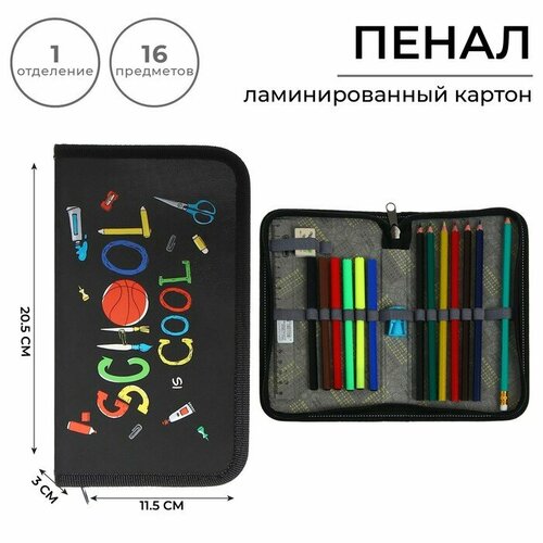 Пенал 1 секция 115*205 наполн. лам. карт 30П26/set Calligrata 16предм унив School