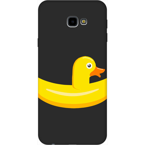 Матовый Soft Touch силиконовый чехол на Samsung Galaxy J4+, Самсунг Джей 4 плюс с 3D принтом Duck Swim Ring черный матовый soft touch силиконовый чехол на samsung galaxy s22 самсунг с22 плюс с 3d принтом duck swim ring черный