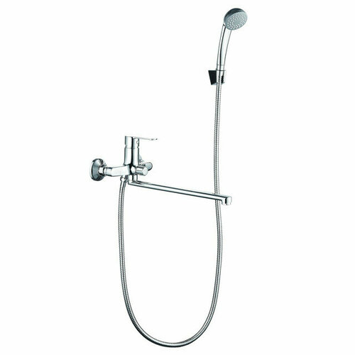 Смеситель для ванны voda drop длинный излив комплект латунь хром 24893₽