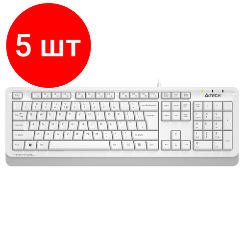 Комплект 5 штук, Клавиатура A4Tech Fstyler FKS10 (FKS10 WHITE) клавиатура a4tech fstyler fk11 white