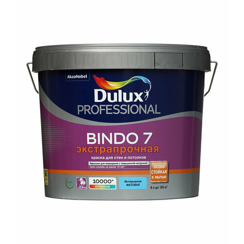 Краска Dulux Bindo 7 BC 9 л шпатлевка финишная dulux bindo filler 0 9л 1 5кг для стен и потолков дюлакс биндо филлер