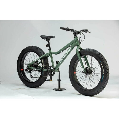 фото Велосипед фэтбайк fatbike time try tt217/7s 24" алюминиевая рама 13.5", зеленый