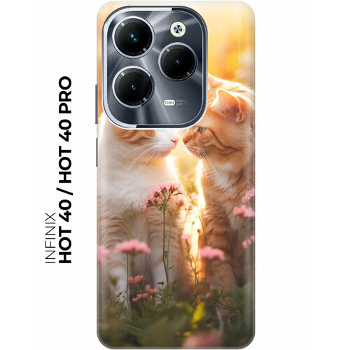 фото Силиконовый чехол на infinix hot 40 / hot 40 pro / инфиникс хот 40 / хот 40 про с рисунком "влюбленные котики" bestluck