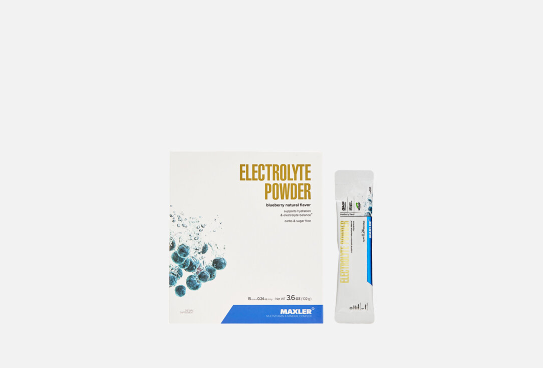 Электролиты MAXLER Electrolyte Powder, Кальций, Магний, Черника, в саше / количество 15 шт
