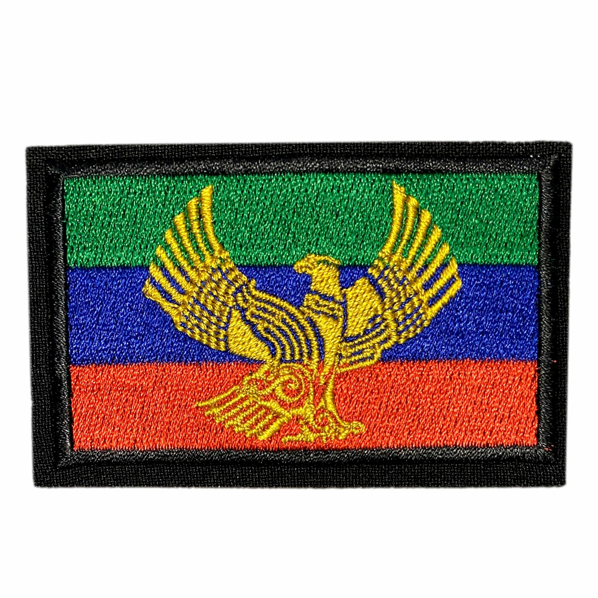 Нашивка шеврон патч (patch) на липучке Флаг Дагестана с гербом размер 8*5 см