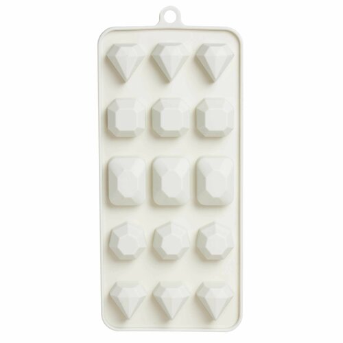 Форма для льда и шоколада 23х10 см 15 отд силикон серая Кристаллы Bakery 499₽