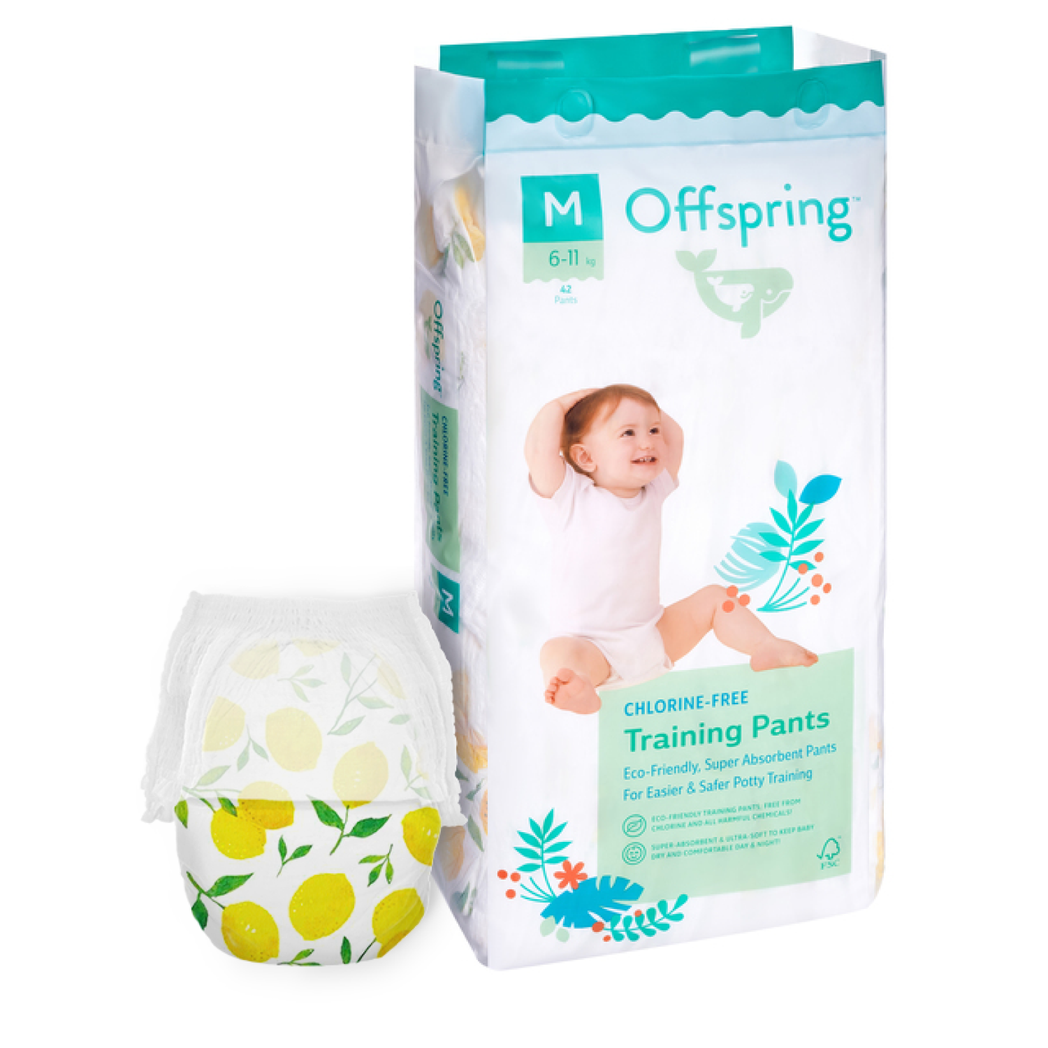 Подгузники-трусики Offspring "Лимоны" M, 6-11кг, 42шт. - фото №17