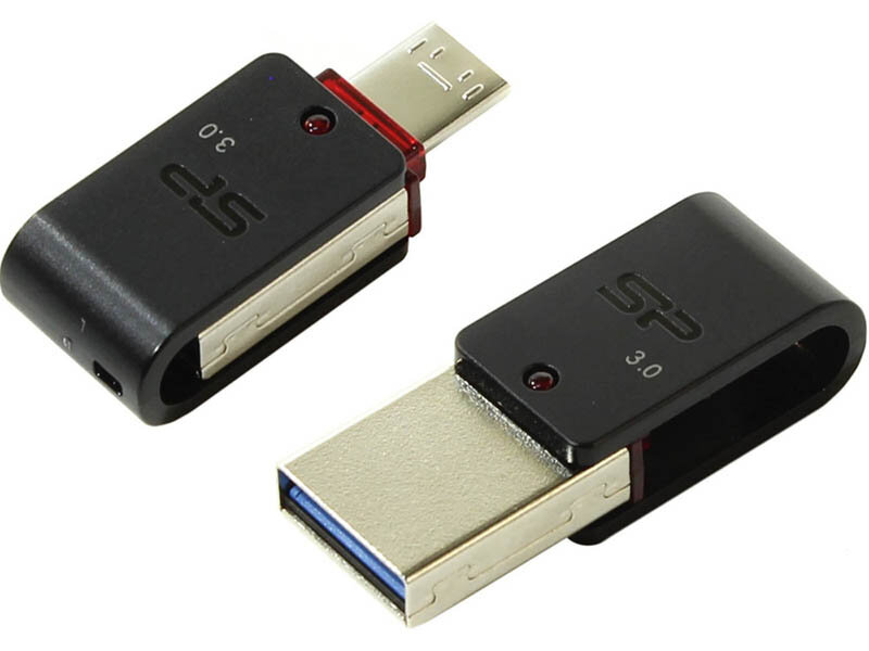 Флеш накопитель 8Gb Silicon Power Mobile X31 OTG, USB 3.0/MicroUSB, Черный - фото №12