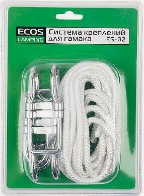 Изображение товара ECOS Система креплений для гамака, FS-02 (2 веревки, 2 крючка, 2 стопора) 101180