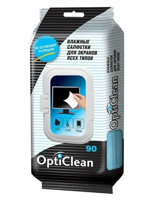 Влажные салфетки OptiClean для экранов всех типов (90шт х уп)