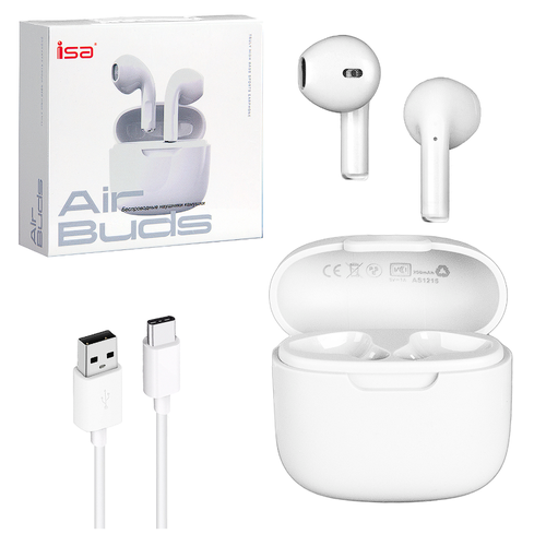 Наушники беспроводные A2 вкладыши ISA Bluetooth Блютуз гарнитура для Айфон Андроид Bluetooth 50 Type-C белый 89000₽