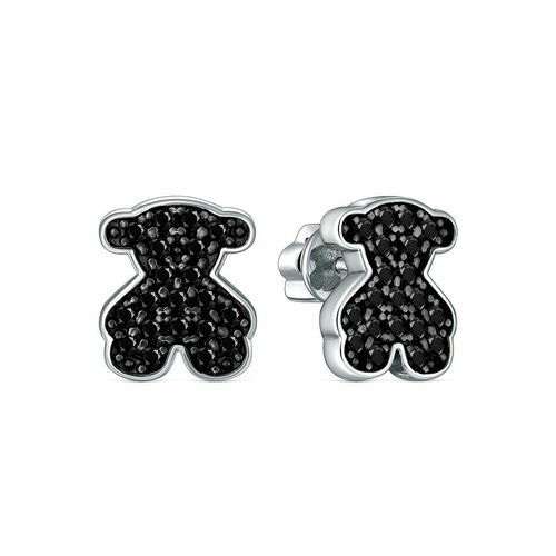 Серьги пусеты VALTERA серебро 925 проба родирование шпинель черный 3510₽