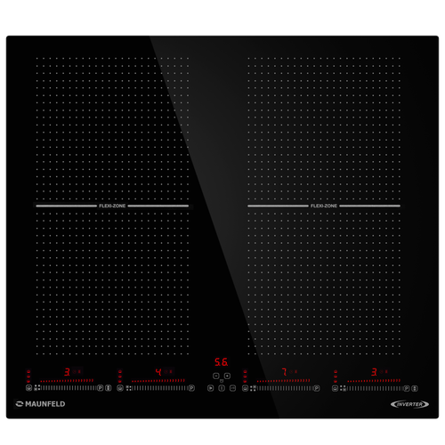 Индукционная варочная панель с двумя Flex Zone и Booster MAUNFELD CVI594SF2BK Inverter индукционная варочная панель maunfeld cvi594sf2bk