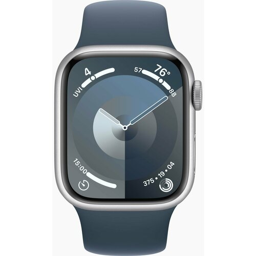 Умные часы Apple Watch Series 9 41 мм Aluminium Case GPS + Cellular, Silver/Storm Blue Sport Band - M/L