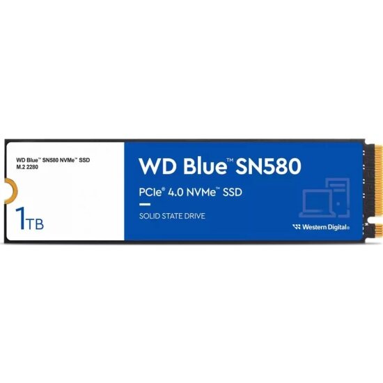 SSD диск Western Digital Blue SN580 PCIe NVMe 4.0 x4 M.2 2280 1000GB (WDS100T3B0E)