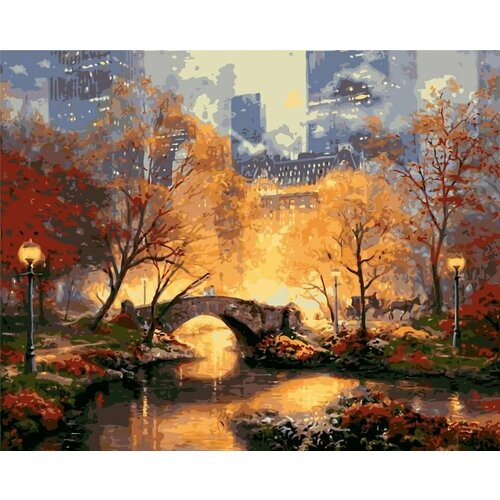 Осенний мостик. Картина по номерам на подрамнике, 40х50 см. картина по номерам японский мостик 40х50 см