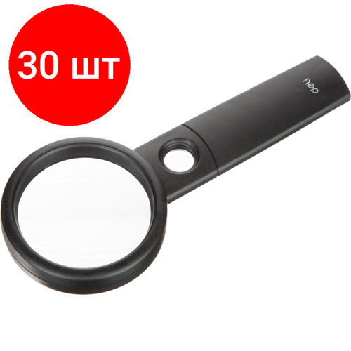 Комплект 30 штук, Лупа офисная Deli E9091 Essential d=60мм x3 черный блистер