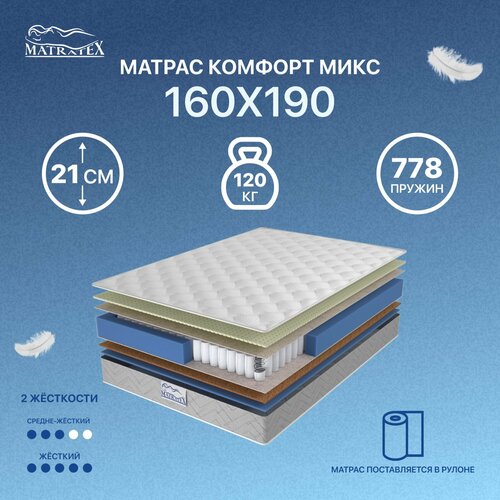 фото Матрас matratex комфорт микс, пружинный 160 см 19.5 см жаккард/трикотаж 2