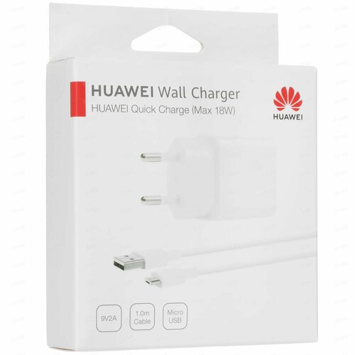 СЗУ microUSB HUAWEI (2А, 1xUSB, USB2.0, QC, 1м, белый)