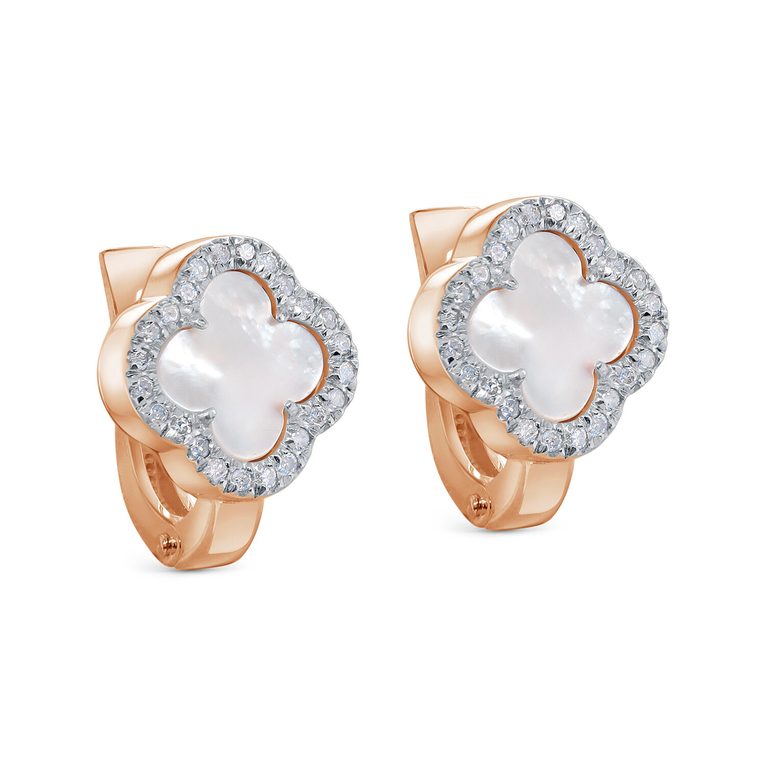 Серьги JEWELIN, красное золото, 585 проба, бриллиант, перламутр