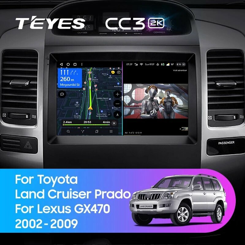 Магнитола Teyes CC3 2K 6-128 Toyota Land Cruiser Prado 120/ Lexus GX470 GX 470 J120 2002 — 2009 9.5"