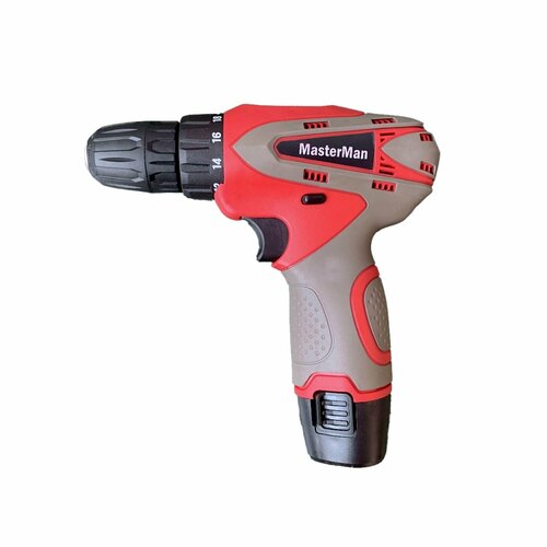Дрель-шуруповерт аккумуляторная masterman ДША-104 12В металл 10мм дерево 10мм