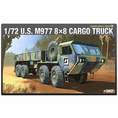 сборная модель british airborne troops riding in 1 4 ton truck Academy сборная модель 13412 U.S. M977 8x8 Cargo Truck 1:72