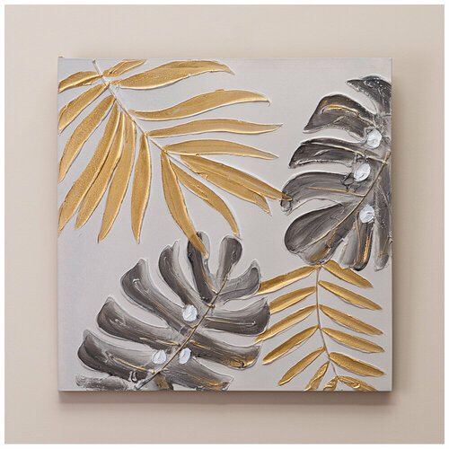 Bronco Картина Золотая монстера 60х60х3 см 3000₽