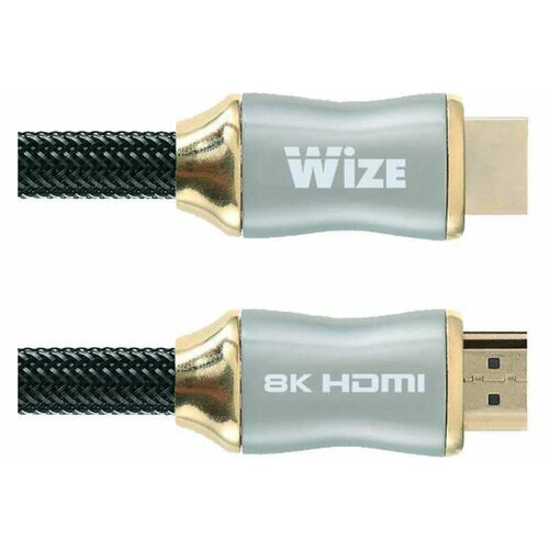 Кабель HDMI 1м Wize WAVC-HDMI8K-1M круглый черный кабель wize hdmi wavc hdmi8k 3m v 2 1 19m 19m 8k 120hz 60hz 4k 144hz 120hz 4 4 4 earc hdcp 2 3 edid hec cec ddc 30 awg ультравысокоскоростной позол разъемы 24 карат черный 3м wavc hdmi8k 3m